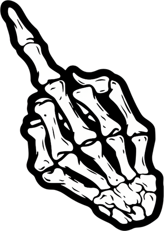 Car sticker skeleton middle finger - TenStickers