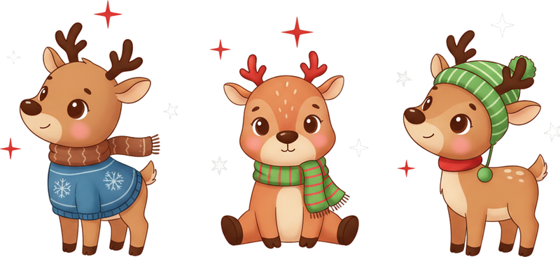 贴纸圣诞可爱驯鹿 - TenStickers