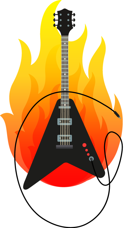 Sticker Guitare électrique en feu 