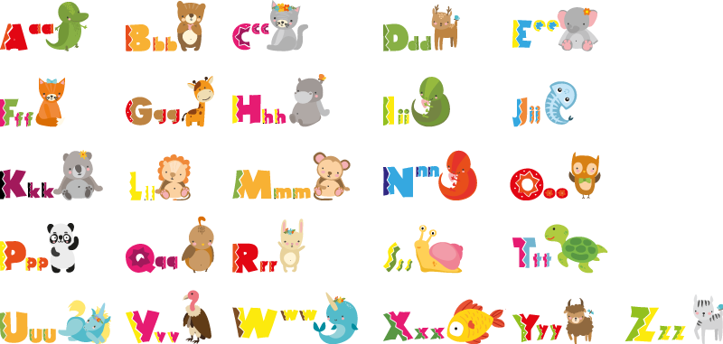 Animal Alphabet Wall Sticker - TenStickers