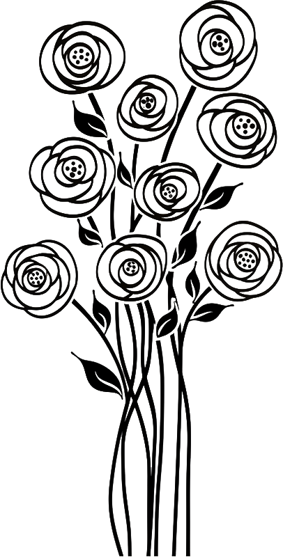 Vinilo para salón ramo floral abstracto - TenVinilo