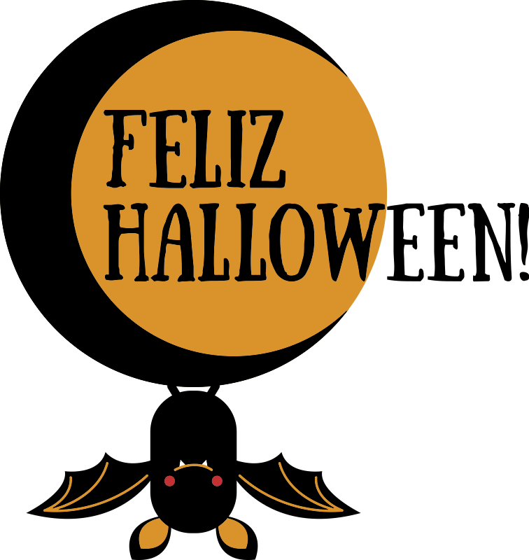 Pegatina Halloween luna y murciélago - TenVinilo