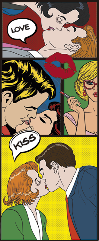 Tenstickers Deursticker Pop Art Zoenende Koppels tenstickers kopen in de aanbieding Tenstickers Deursticker Pop Art Zoenende Koppels tenstickers kopen in de aanbieding