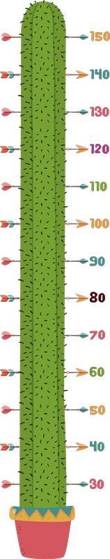 Kaktus højde diagram væg klistermærke - TenStickers