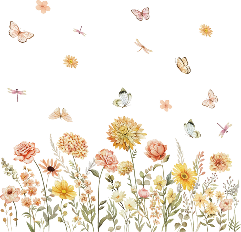 Window sticker wildflower meadow with butterflies - TenStickers