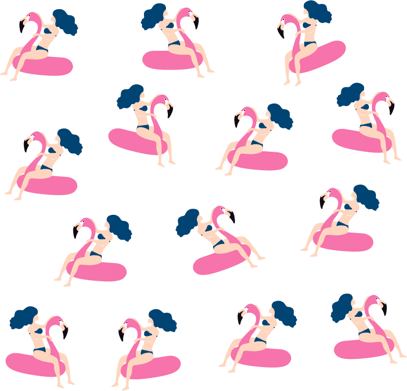 Woman and Flamingo Home Wall Sticker - TenStickers