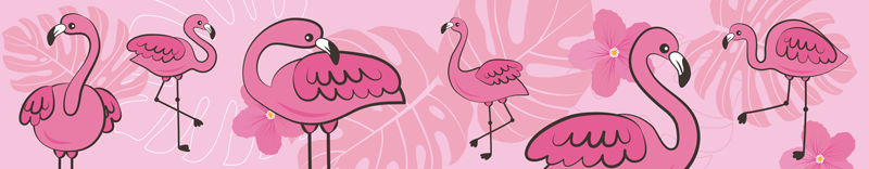 Rdeča nalepka za stenske obrobe flamingov - TenStickers