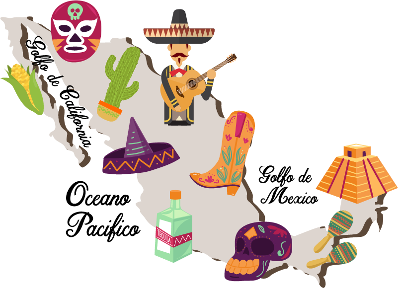 전통적인 요소지도 세계지도 벽 데칼 - TenStickers