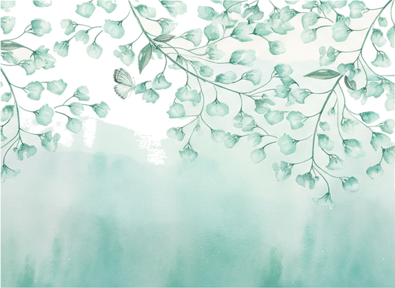 Vinilo para ventanas flores en acuamarina drapeadas - TenVinilo