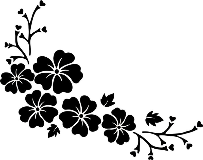 Calca para auto esquina de flores negras - TenVinilo