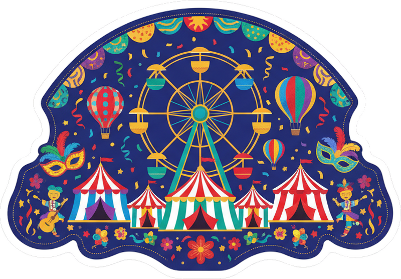 Schaufenster folie blauer zirkus jahrmarkt - TenStickers