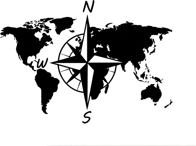 Campervan decal world map with compass - TenStickers