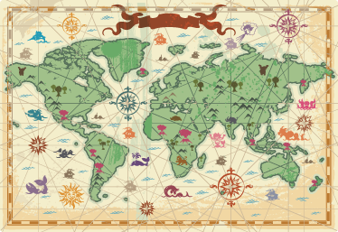 宝の世界地図カードの子供のステッカー Tenstickers