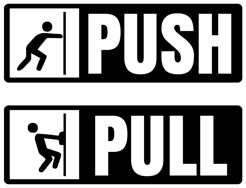 Besnoeiing Vermelding zoon Push Pull Shop Door Sticker - TenStickers