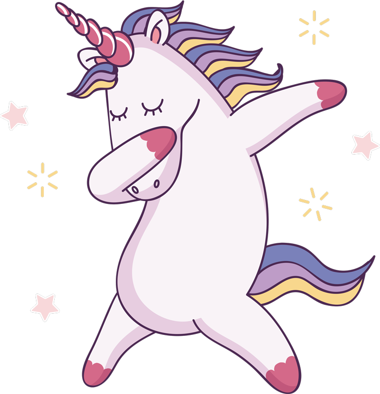 Dancing Funny Unicorn Illustration Decal Tenstickers