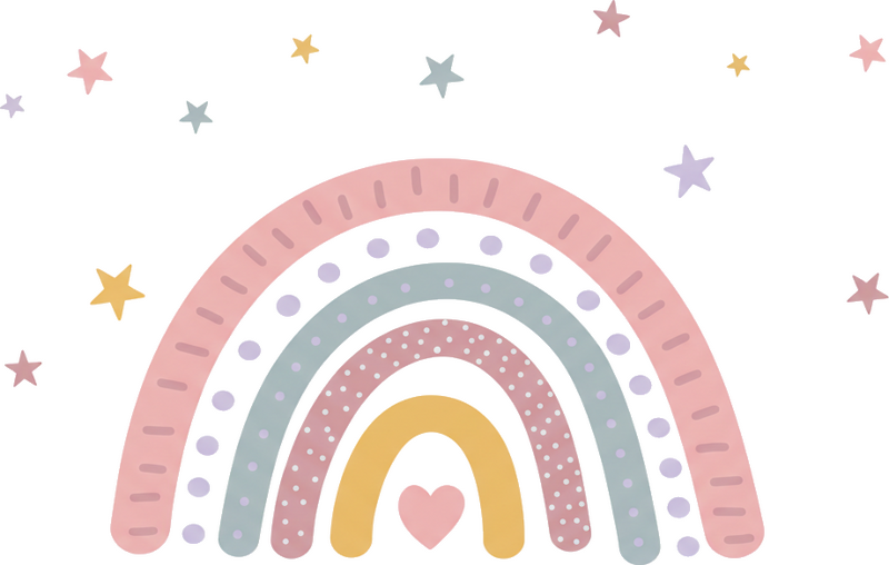 Vinilo pared arcoíris y estrellas adorables - TenVinilo