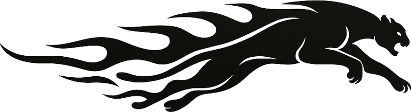 Autoaufkleber laufender puma mit flammen - TenStickers