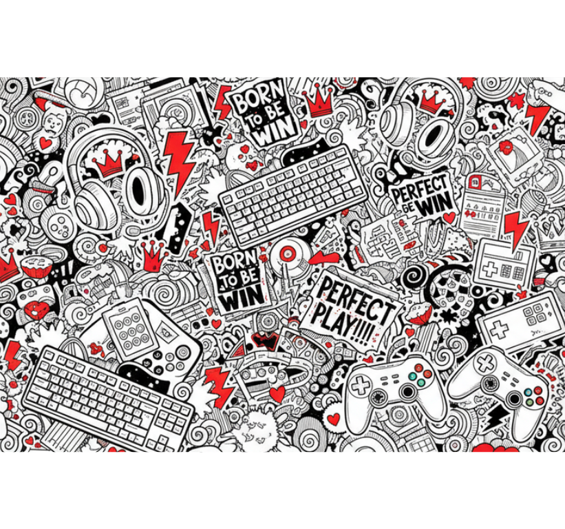 Vinilo para portátil diseño de gamer doodle - TenVinilo