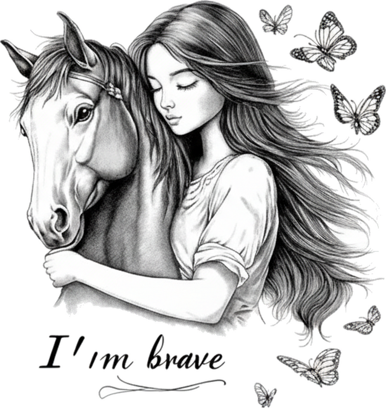 Vinilo pared salón transferencia de caballo dibujado a mano - TenVinilo