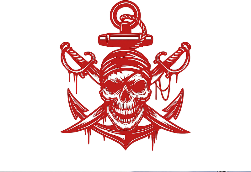 Stickers bateau tête de mort pirate rouge - TenStickers