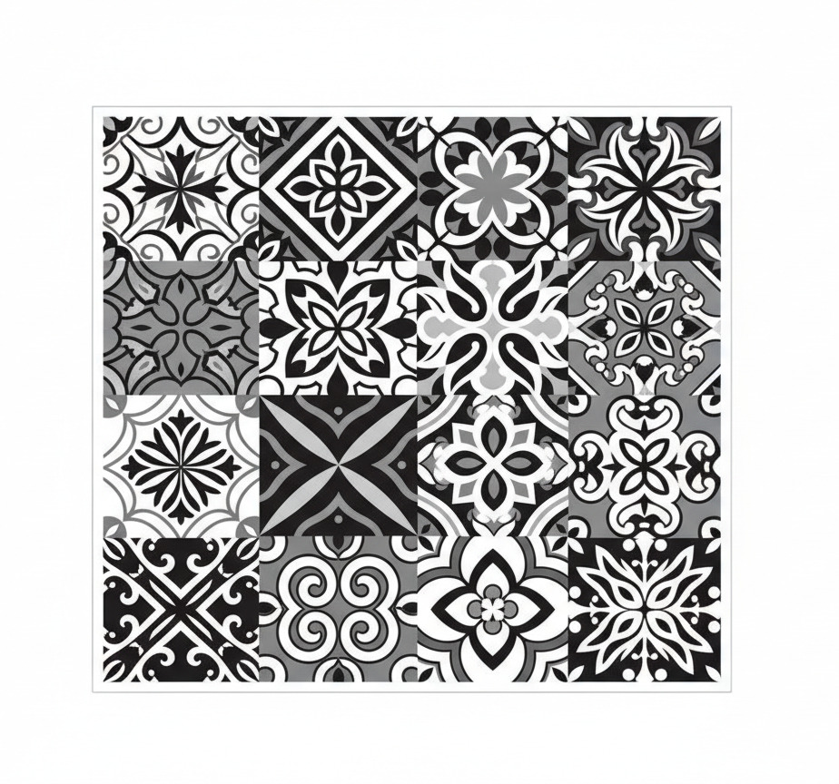 Kitchen tile sticker stark black geometric contrast - TenStickers