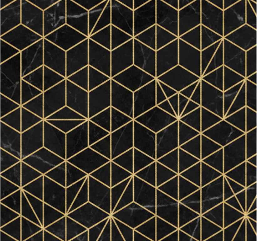 Kitchen tile sticker luxurious black with gold trim - TenStickers