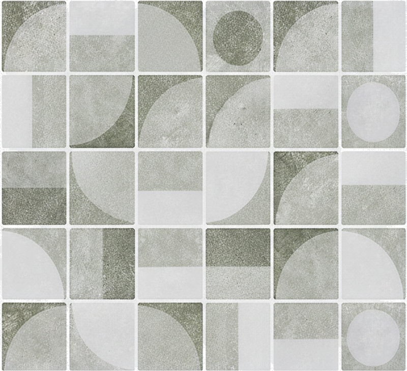 Bathroom tile sticker abstract grey interlocking shapes - TenStickers