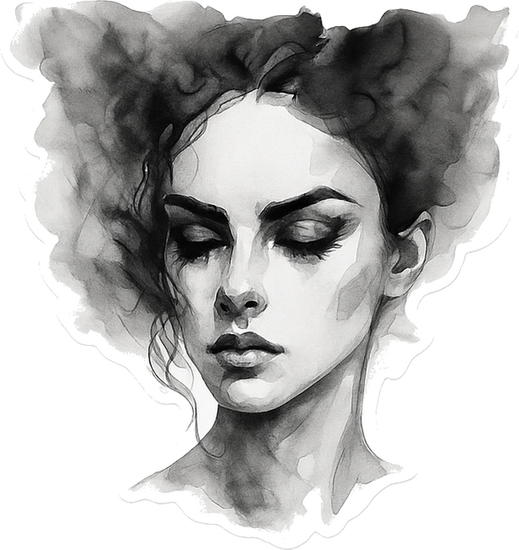 Living room wall sticker abstract face art - TenStickers