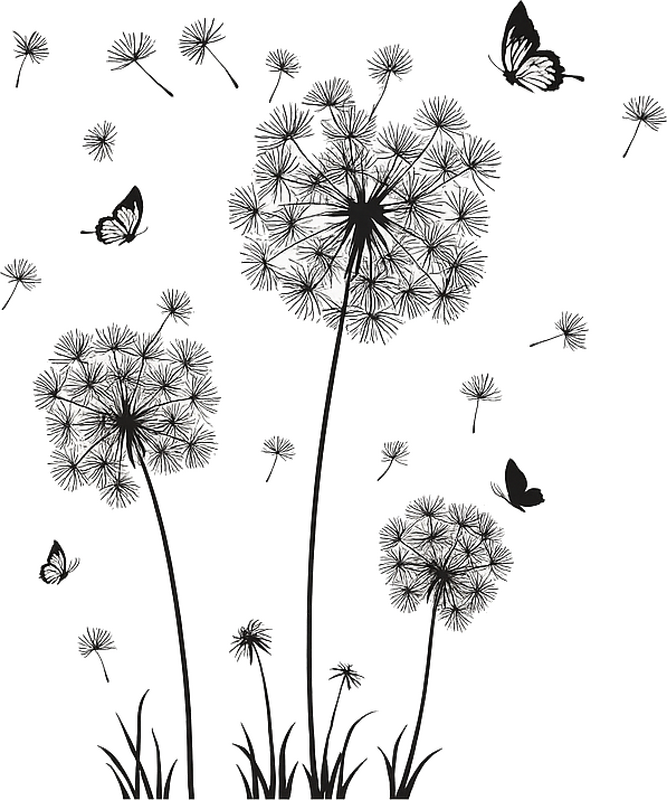 Living room wall sticker dandelion butterfly - TenStickers