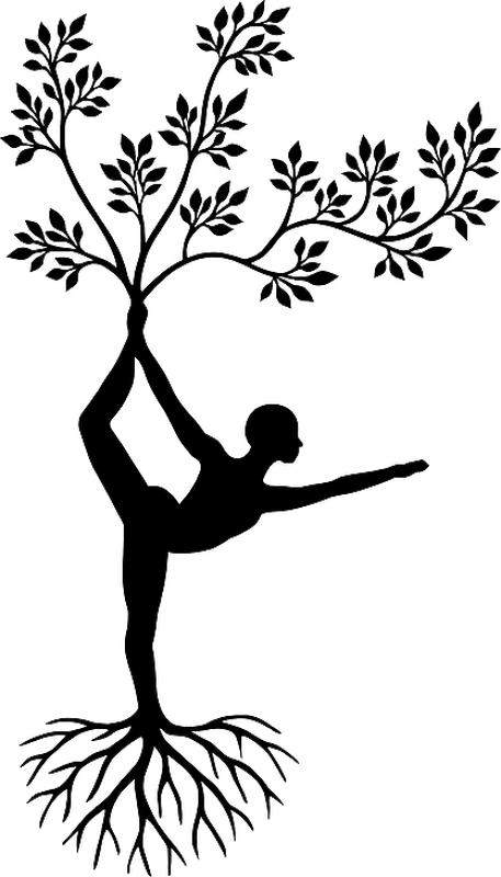 Sticker mural salon arbre de yoga - TenStickers