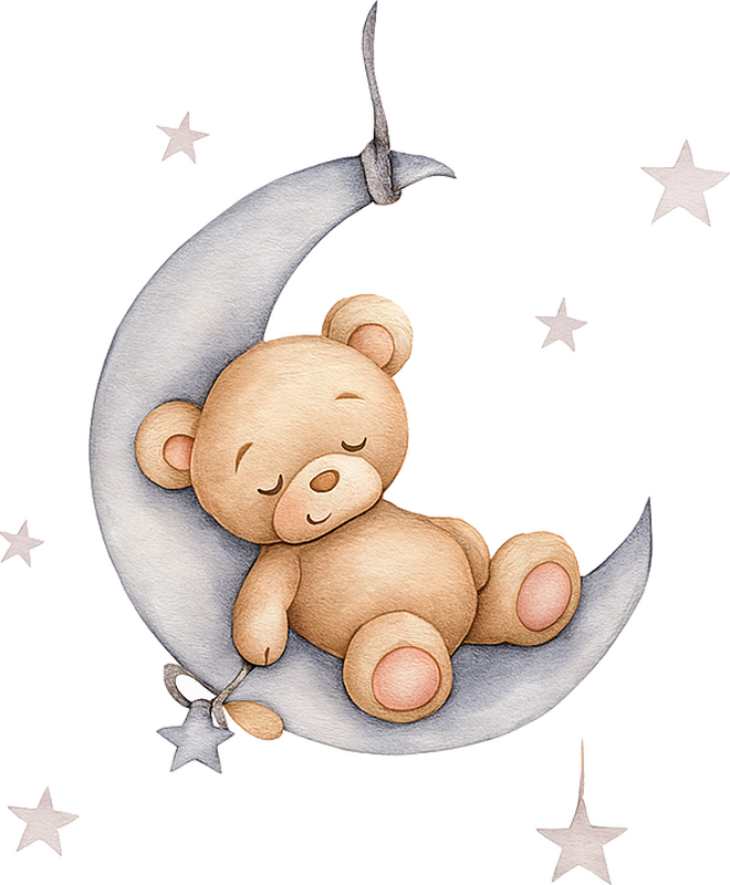 Nursery room wall decal white moon sleepy bear - TenStickers