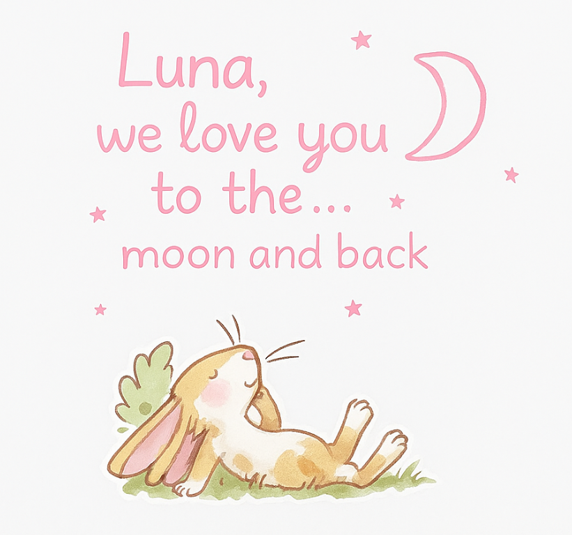 Nursery room wall decal pink name to the moon and back - TenStickers