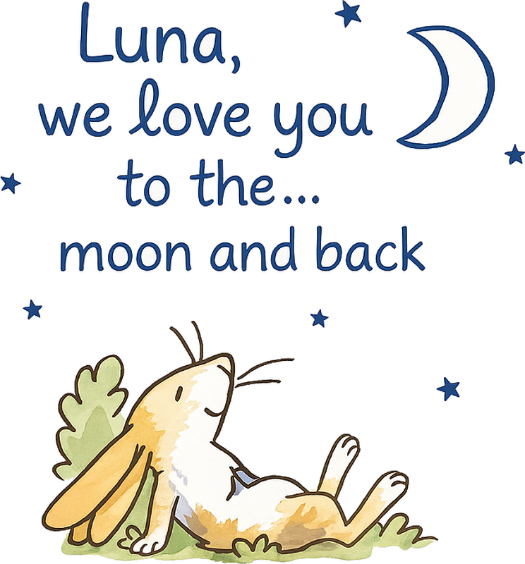 Nursery room wall decal blue name moon and back - TenStickers