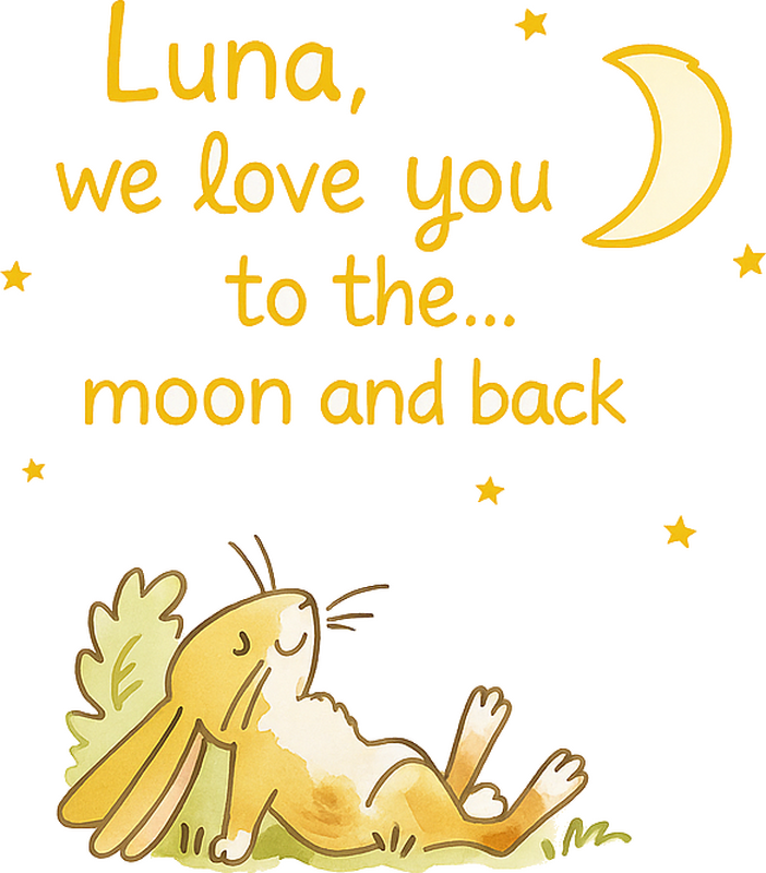 Nursery room wall decal yellow name moon & back - TenStickers