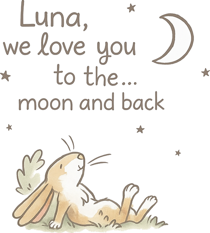 Nursery room wall decal grey name moon and back - TenStickers