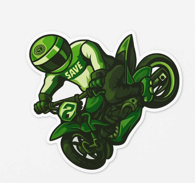 Motorbike sticker green rider spray - TenStickers