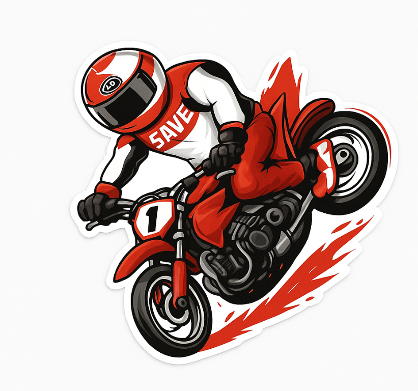 Motorbike sticker red rider spray - TenStickers
