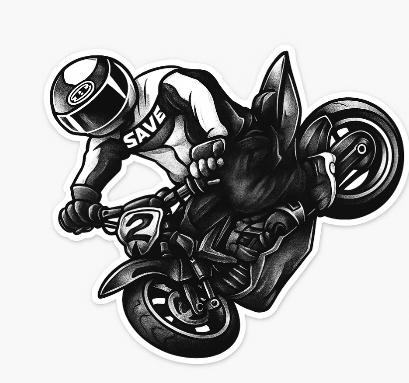 Motorbike sticker black rider spray - TenStickers