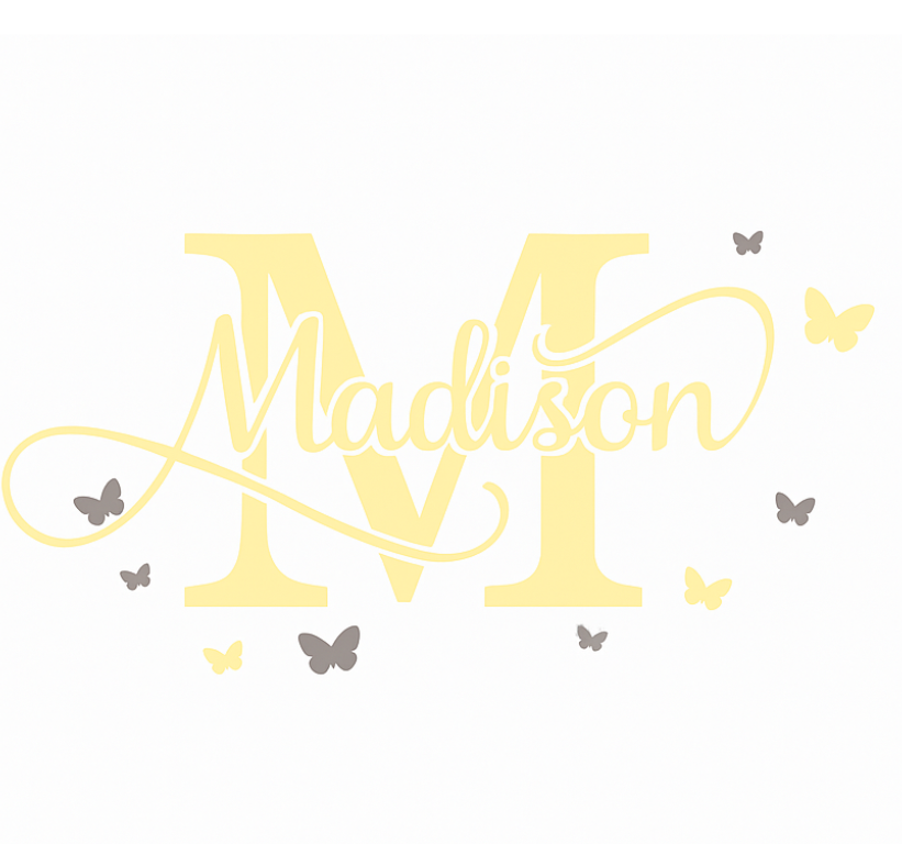 Nursery wall art sticker cursive custom name yellow - TenStickers