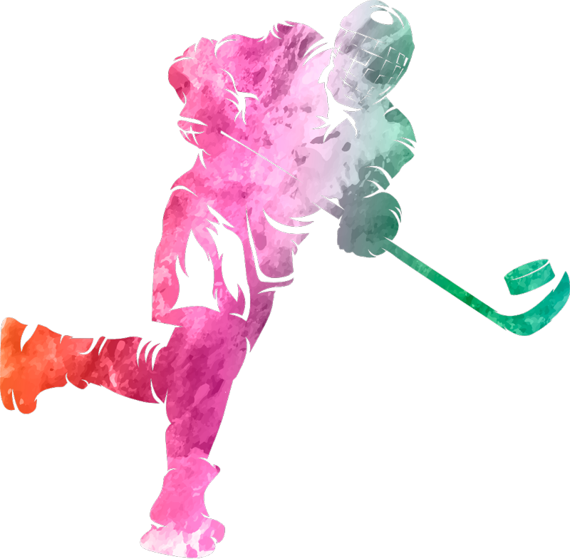 Watercolour Hockey Player Home Wall Sticker - TenStickers
