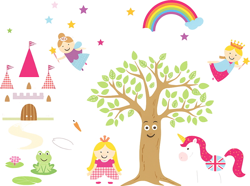 Nursery wall art sticker pink pony princess realm - TenStickers