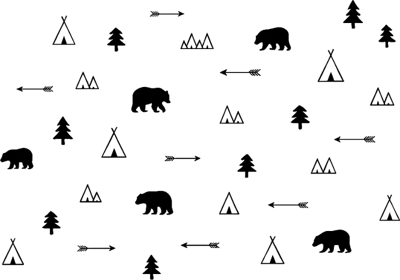 Nursery wall art sticker nordic woodland animals black - TenStickers