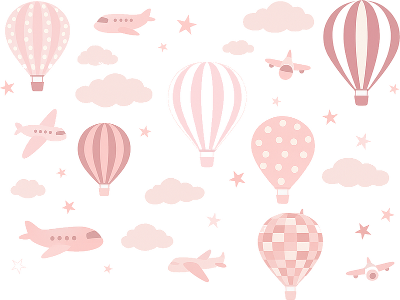Nursery room wall decal baby pink aeronautics - TenStickers