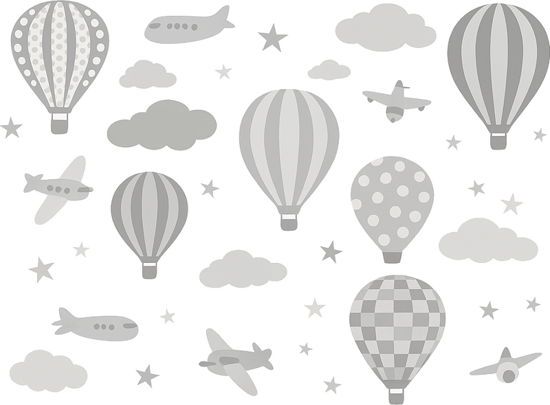 Nursery room wall decal grey aeronautics design - TenStickers
