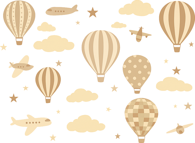 Nursery room wall decal pastel yellow aeronautics - TenStickers