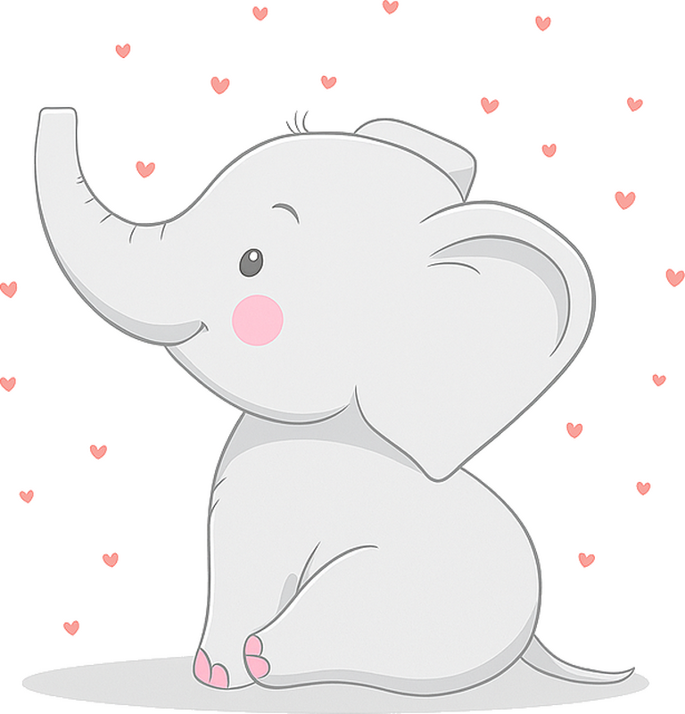 Nursery room wall decal happy pink hearts elephant - TenStickers