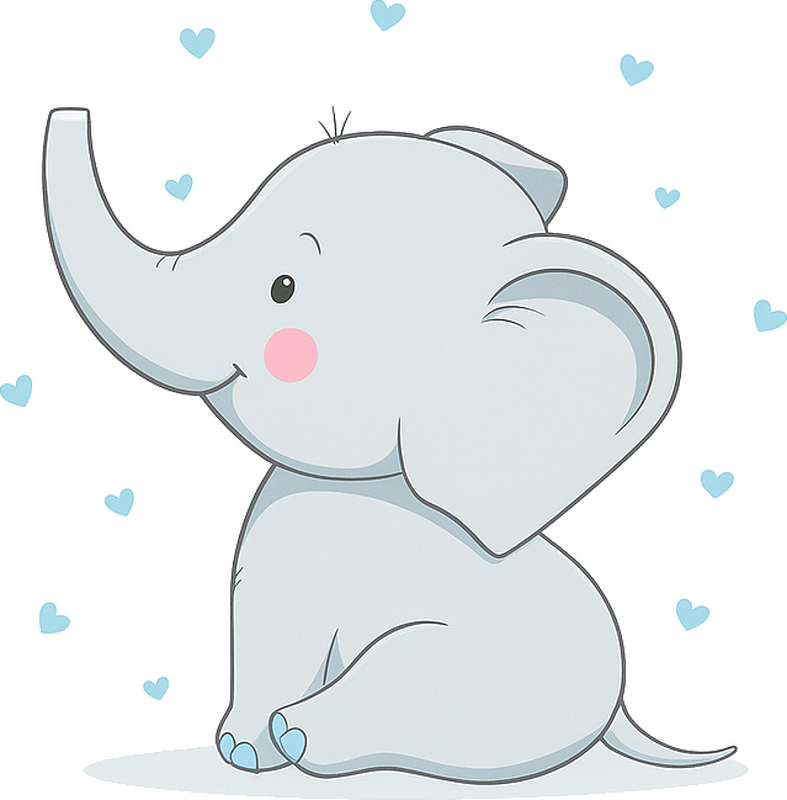 Nursery room wall decal happy blue hearts elephant - TenStickers