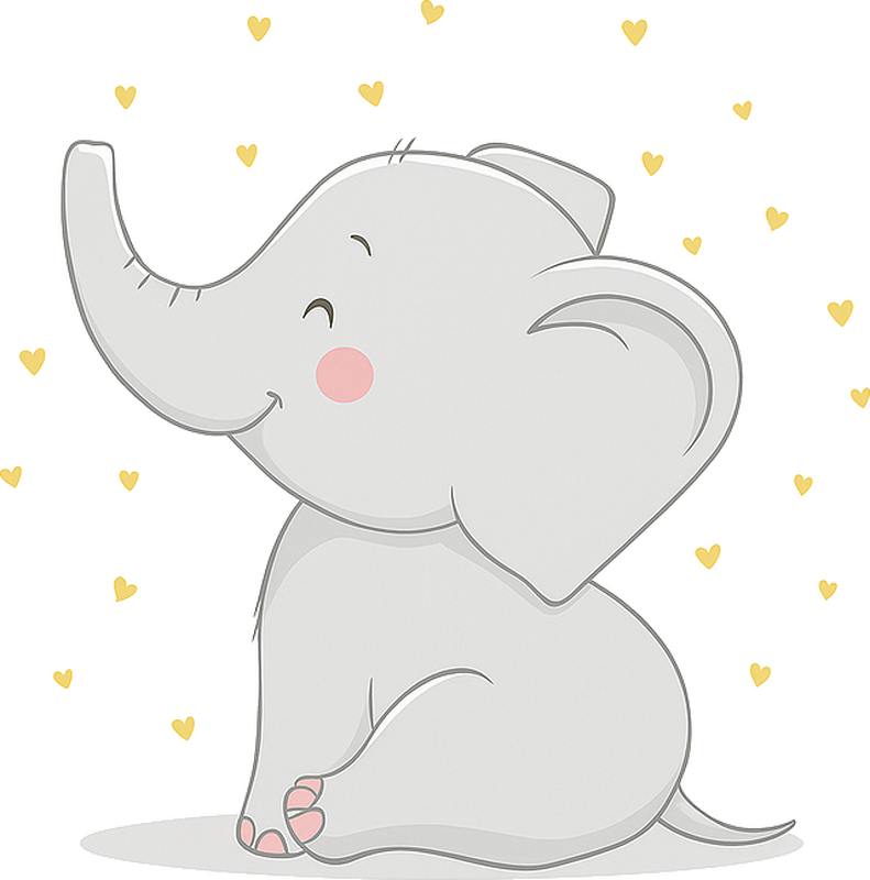 Nursery room wall decal happy yellow hearts elephant - TenStickers