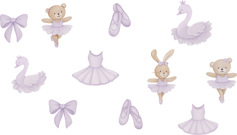 Nursery room wall decal adorable purple bunny dancers - TenStickers