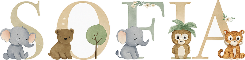 Nursery room wall decal custom name safari alphabet - TenStickers